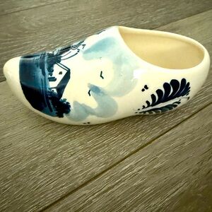 Hand Painted Delft Holland USA Porcelain Clog Shoe